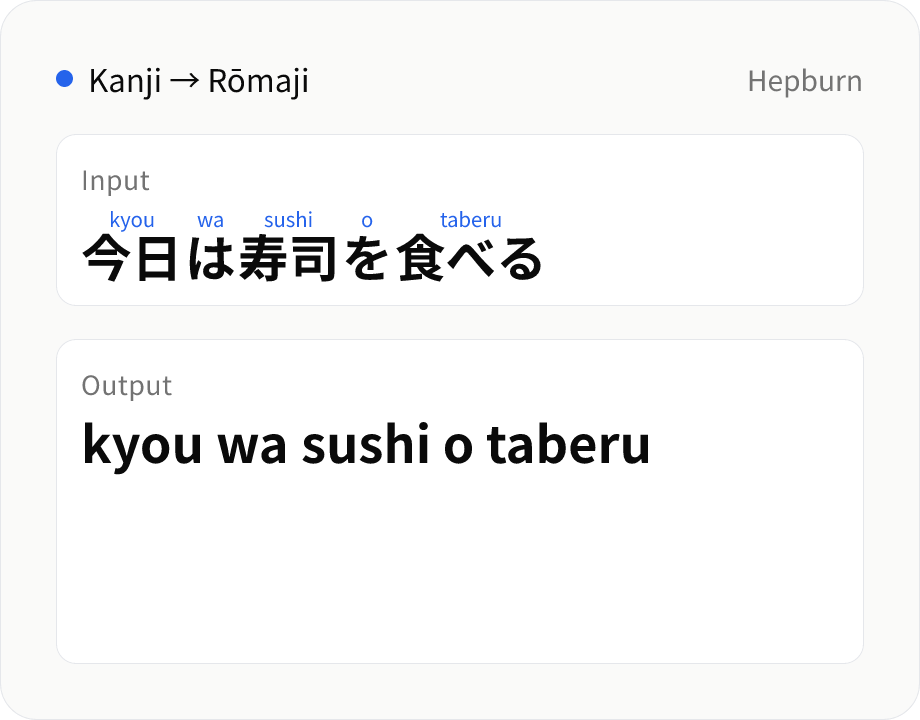 Kanji → Rōmaji
